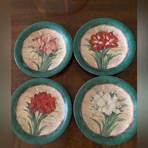 Set of 4 Vintage Certified International Judy Hand Amaryllis Dinner Plates